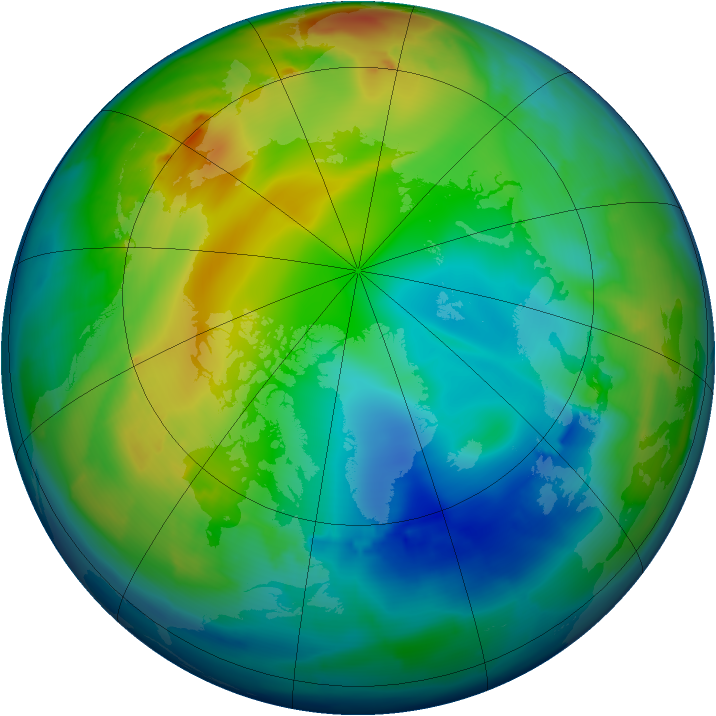 Arctic ozone map for 08 December 2012